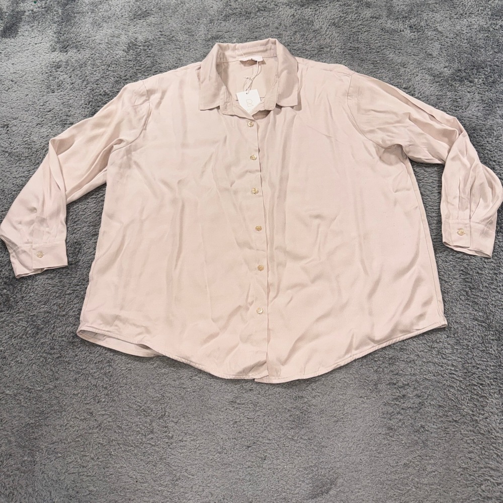 Reclaim Womens Art 4839 Button Down Shirt XXL Blush Pink 100% Tencel NWT